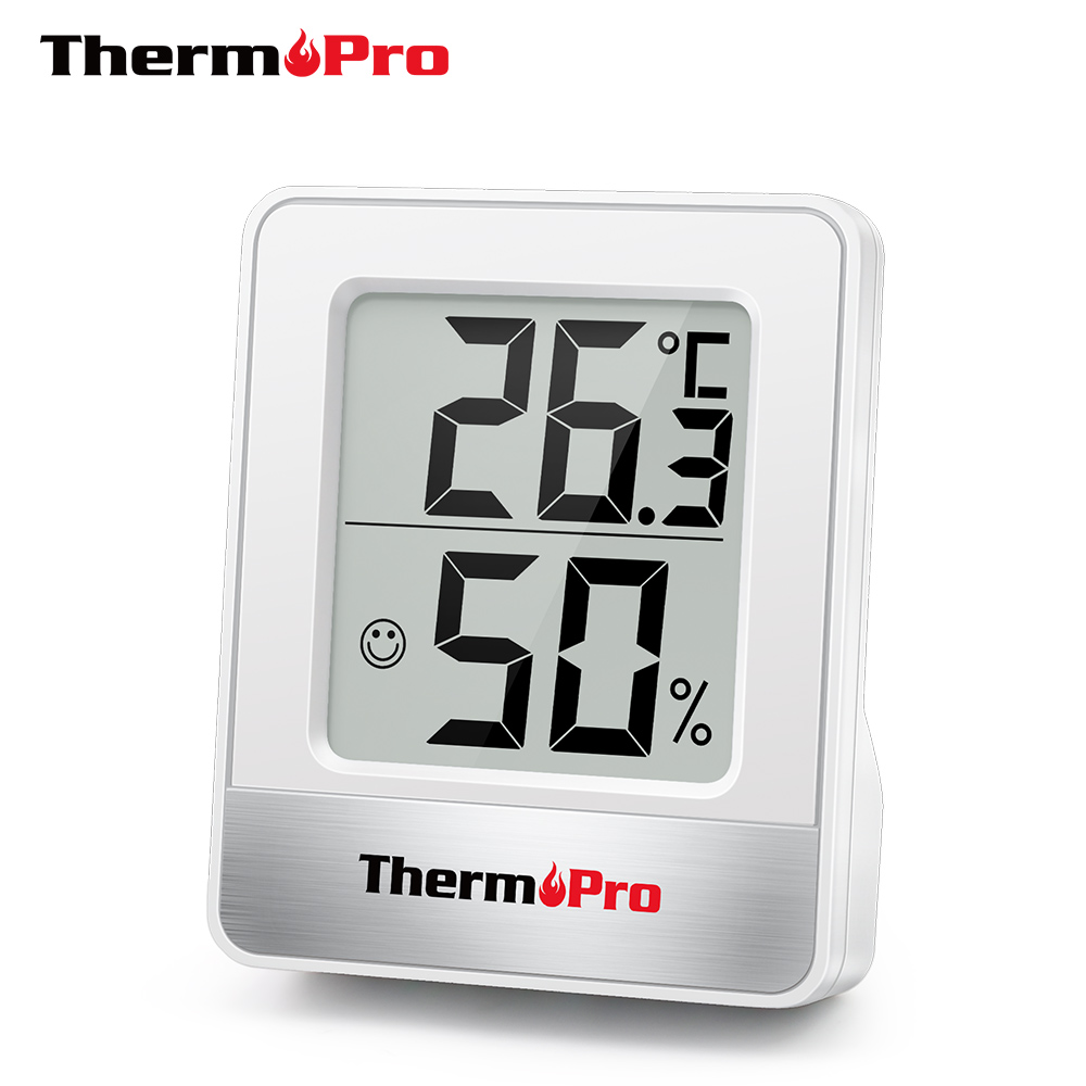 Weather Station Indoor - ThermoPro TP-49 Mini-Wetterstation, Innenraumthermometer, Hygrometer, Schwarz-Weißes