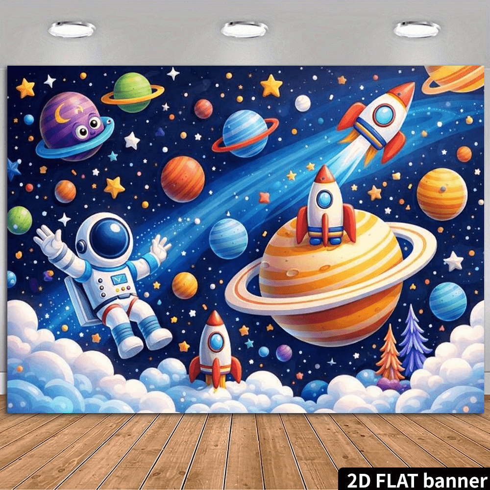 Science Nursery - Lebendiger Weltraum-Galaxie-Astronauten-Planeten-Wandteppich Dekoration Kinderzimmer Kunst Wissenschaftliches
